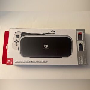 Nintendo Switch Carrying Case & Screen Protector Black & White Brand New Sealed!
